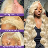 Perruque Lace Frontal Wig Body Wave brésilienne naturelle, cheveux blond miel 613 HD, 13x6, 36 pouces, densité 200, 13x4, pour femmes 2