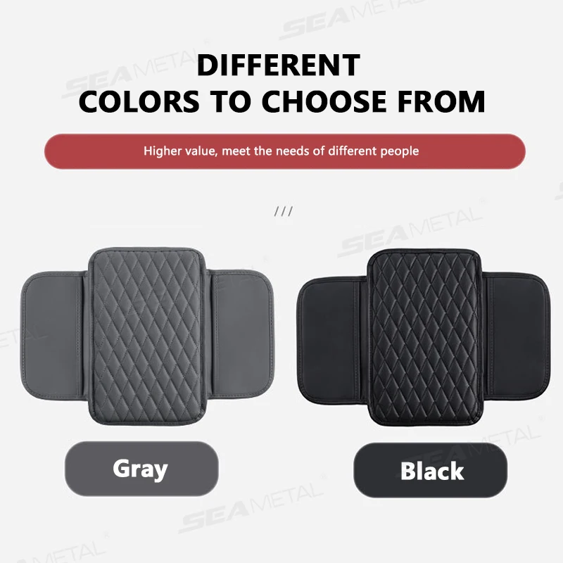 Car Armrest Cushion Pu Leather Black Console Box Protector