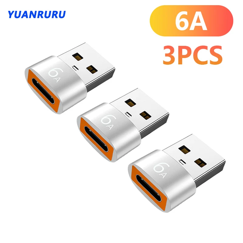 6A USB 2.0 To Type C Adapter TypeC Female To USB Male Converter Fast Charging Data Transfer For PC Laptop Xiaomi Samsung