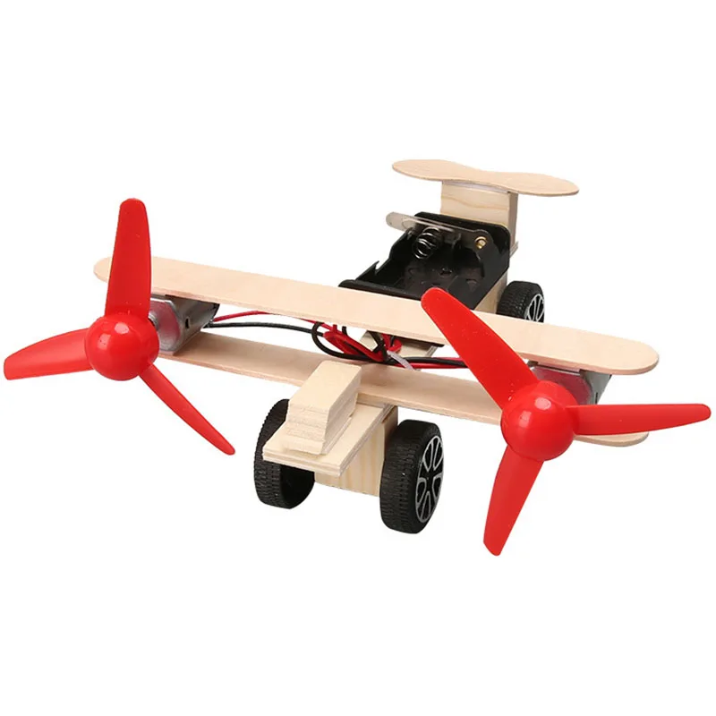 Double Propeller Glider DIY Science Project Kit Multifunctional Electric Physics Educational Kit Handmade Wood Plastic Model