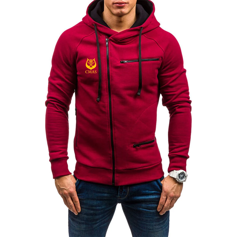 Diving CMAS 2023 men's hooded sweatshirt New casual four-color zipper long-sleeved hooded sweatshirt Slim zipper hooded sweater