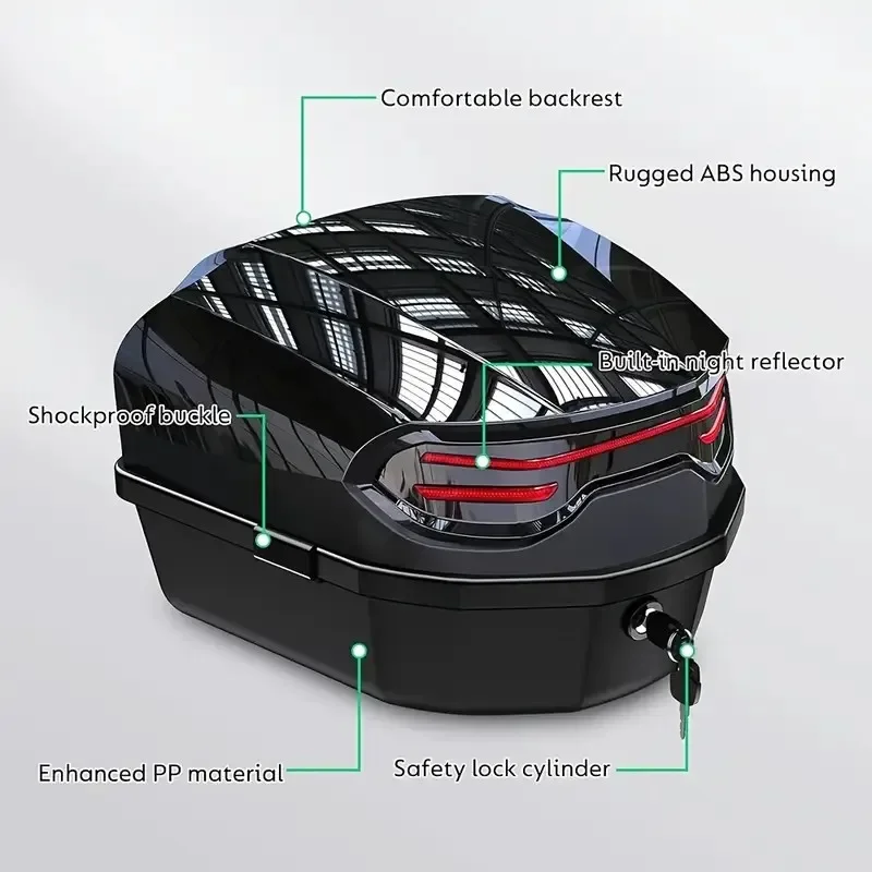 1pc 35L Motorcycle Top Box Trunk ABS Material Wear-Resistant with Lock Accessories Helmet