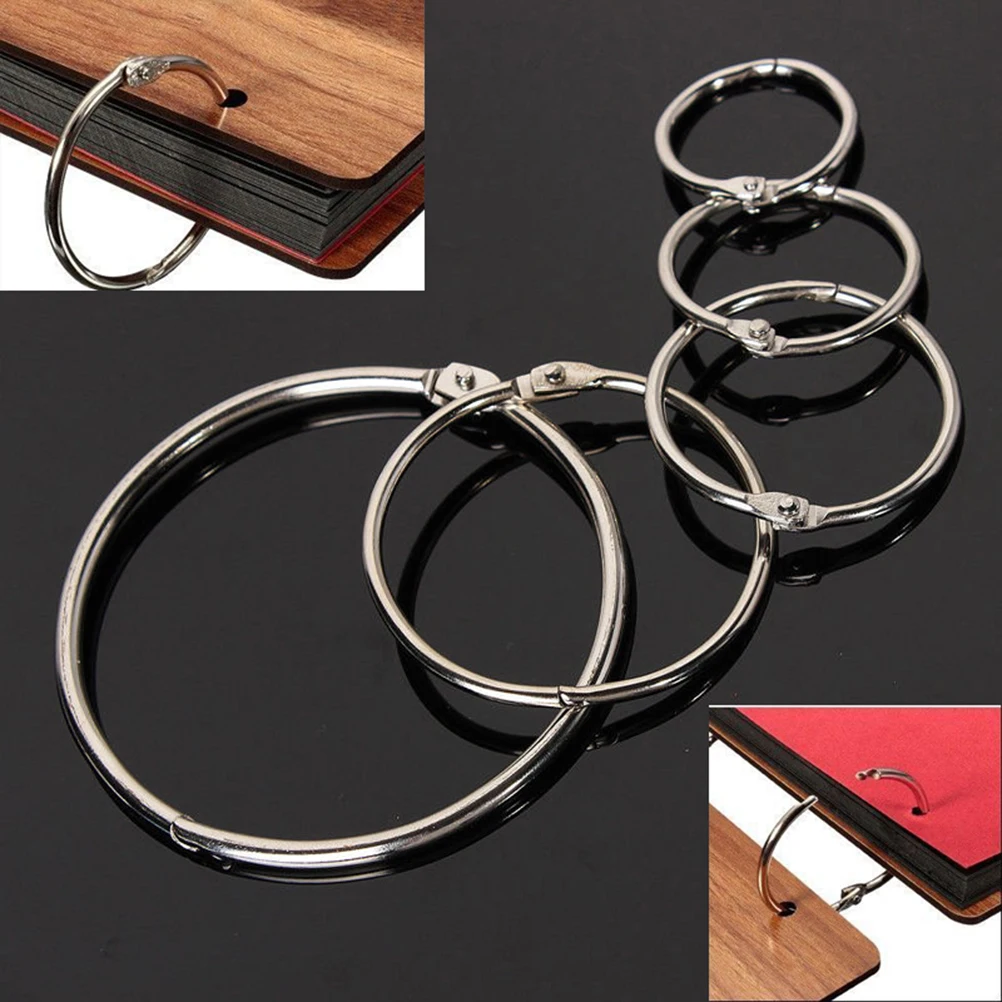 

10Pcs Metal Ring Binder Loose Leaf Book Hoops Hinged Rings Keychain Binders DIY Craft Photo Album Scrapbook Split Ring 19mm-75mm