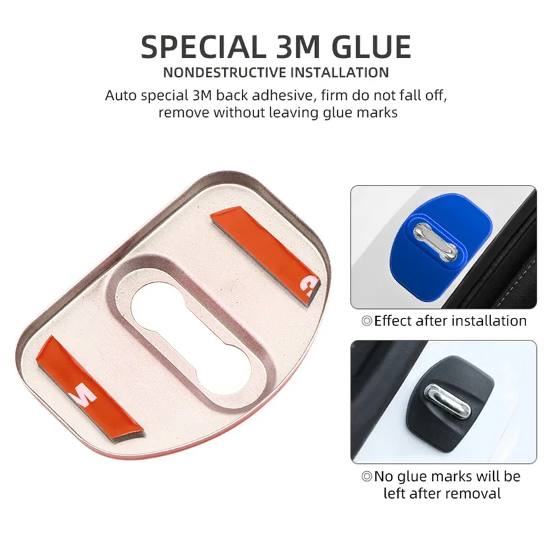 Car Door Lock Cover 4 PCS/Set Fashion Stainless Steel For AUDI TT A1 A3 A4 A5 A7 A8 Q3 Q5 Q7 S3 S4 TTS