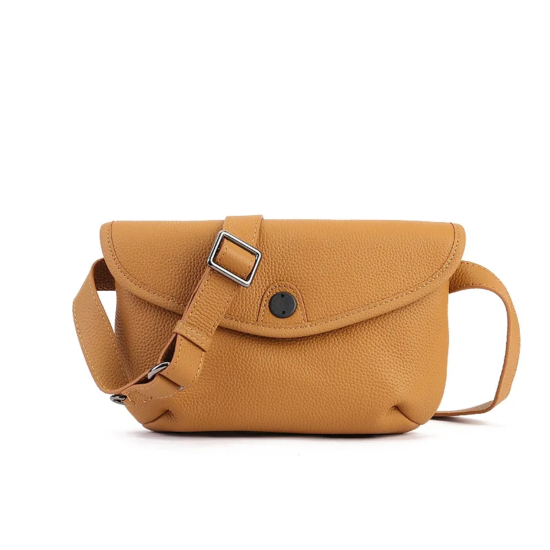 

New Genuine Leather Saddle Wrap Head Layer Cowhide Casual Chest Bag Simple Solid Color Envelope Bag Wholesale