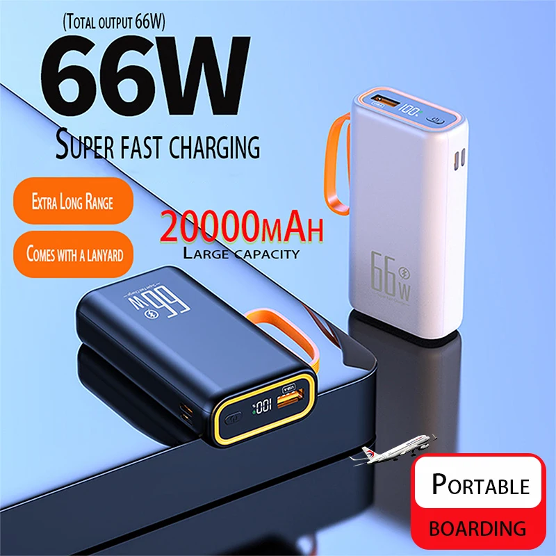 

Mini Power Bank 20000mAh PD20W Two-Way 66W Fast Charging Powerbank Portable External Battery Charger for iPhone 12 Xiaomi Huawei