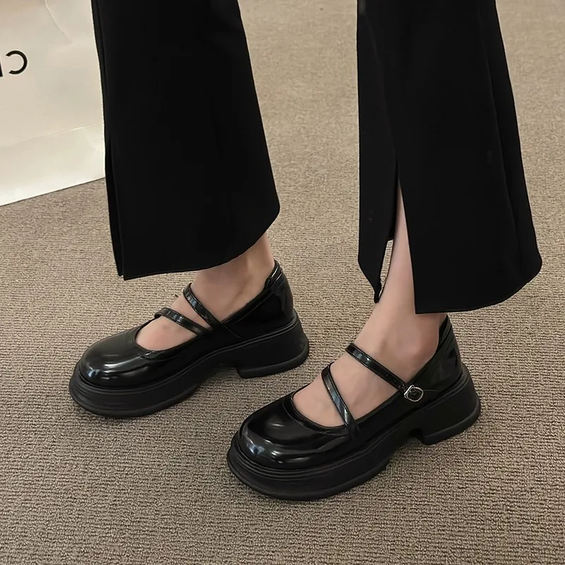 

Women's Lolita Mary Jane Shoes 2023 Summer Shallow Platform Heeled Shoes for Women Jk Dress Preppy Style Students Female Pumps