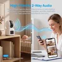 Caméra de surveillance WiFi ARCCTV 4MP à double objectif, HD, conversation bidirectionnelle, vision nocturne IR, caméra de sécurité sans fil 360° °   Suivi automatique 8
