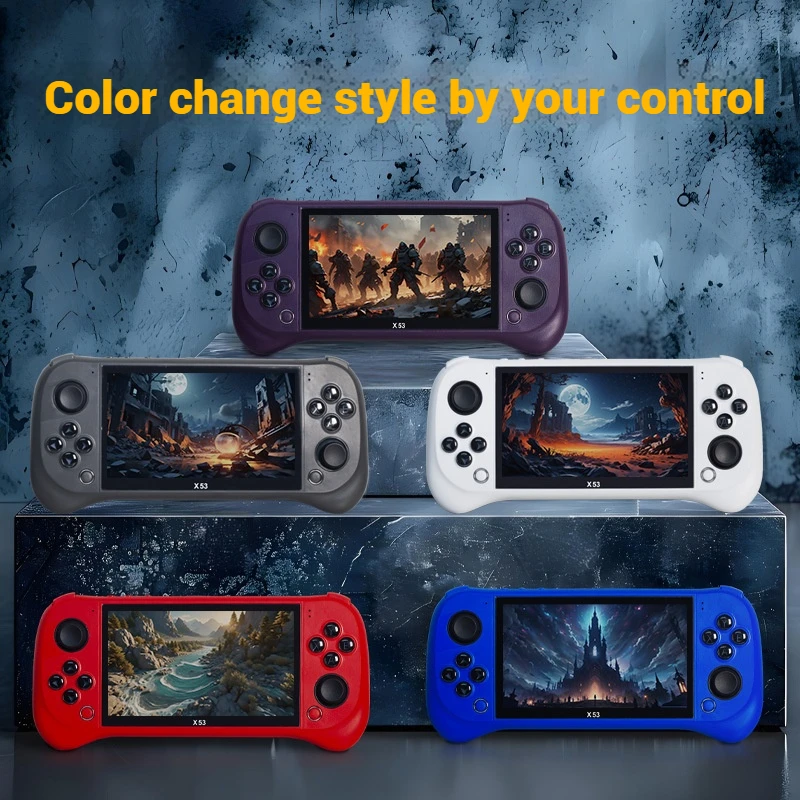 Children's Game Console X53 Handheld Game Console HD 5.1 Inch Large Screen Retro Music Video Playback Watch TV Read E-books