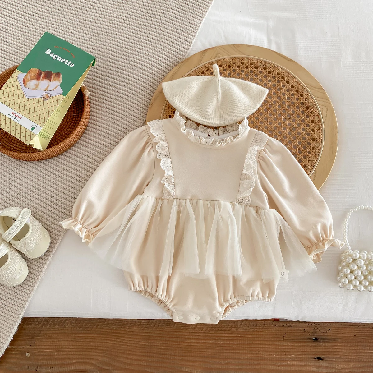 Ready Stock Newborn Jumpsuit Baby Girls Drawstring Long