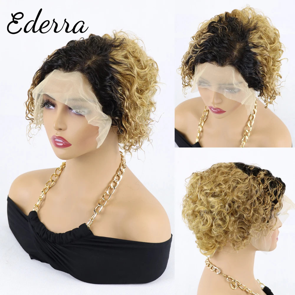 

Pixie Cut Bob Wig Short Curly Human Hair Wigs Curly Bob Lace Front Wig For Women Brazilian Remy Hair Transparent 13x4 Lace Wig
