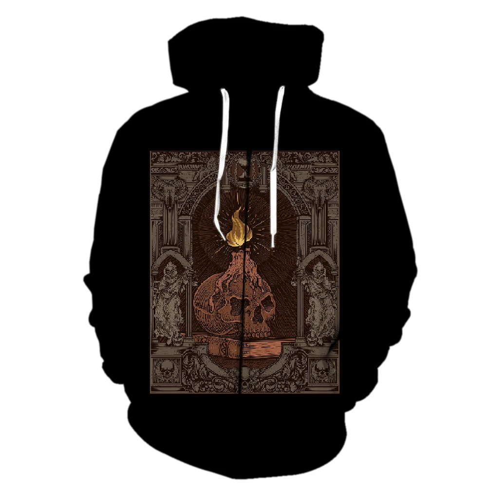 

Diablo Style Skull Men's Zipper Hoodie Oversized Sweatshirts Tops Long Sleeve Spring 2022 Hot Sale Harajuku Funny 3D Printed