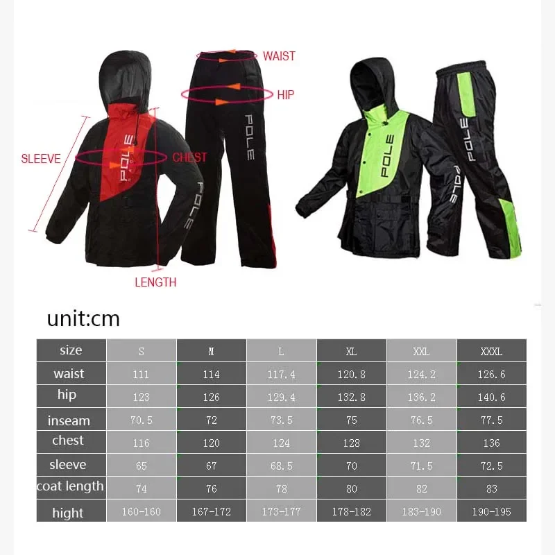 Outdoor Motorcycle Sports Rain Jackets Motorbike Raincoat Suit Motocross Rain Clothing Suit Waterproof Coat