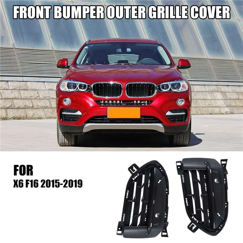 NEW-2PCS 앞 범퍼 외부 그릴 커버 교체 액세서리 BMW X6 F16 2015-2019 51117319777, 51117319778에 적합