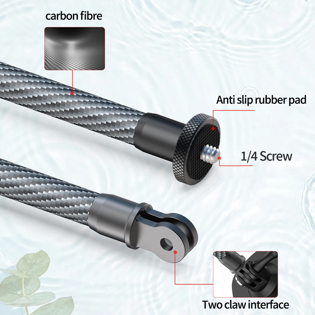 Carbon Fiber Extension Pole Rod 1/4 Screw Self Stick Monopod Bar for Gopro 13 12