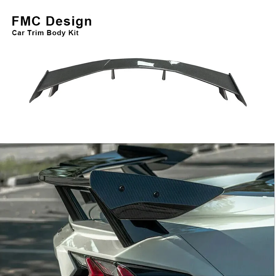 

Задний спойлер C8 из углеродного волокна для Chevrolet Corvette C8 2020 2021, Модернизированный задний спойлер для багажника, направляющая для губ, крыло, заднее крыло