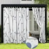 Outdoor Patio Waterproof Curtain Printed Tree Branch Windproof Blackout Drapes Heat Insulating Rod Pocket Voile sheer Curtains 1