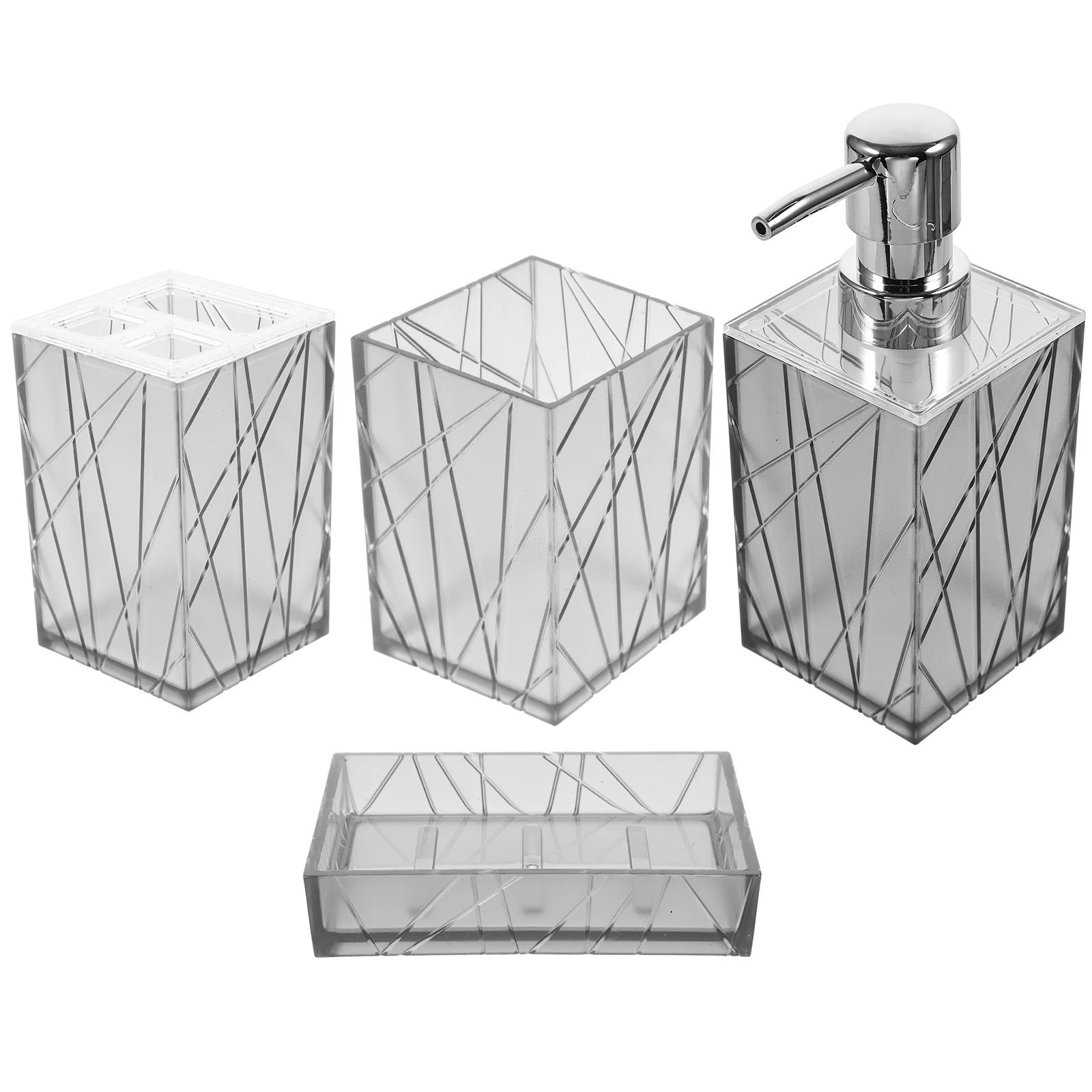 

1 Set Bathroom Set Plastic Clear Soap Dispenser Toothbrush Holder Soap Tray Counter Plastic Cup Set