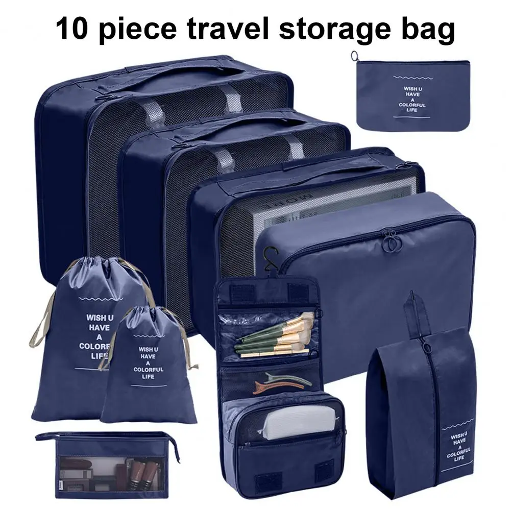 

10Pcs Travel Organizer Storage Bag Suitcase Luggage Packing Set Drawstring Shoe Cosmetic Clothes Storage Bags Travel Duffels