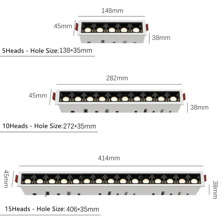 Description Picture 3 of itemDimmable 10W 20W 30W Line light embedded led spotlight spotlight home without main light living room lighting strip grille light