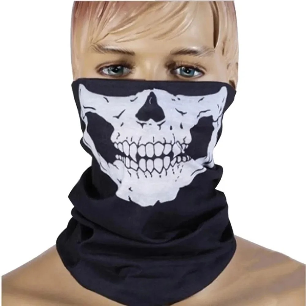 Motorcycle Scarf Face Mask Shield Skull Ghost Face Riding Balaclava 1/2pcs Outdoor Winter Warm Bike Head Mask Shield