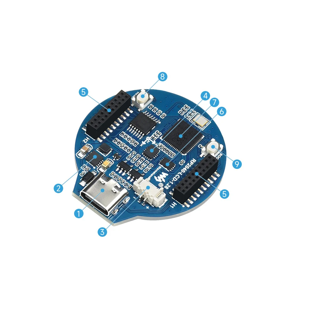 USB-C  LCD ÷ ȭ ӵ ̷ν , RPI   PICO RP2040 MCU  , 1.28 ġ