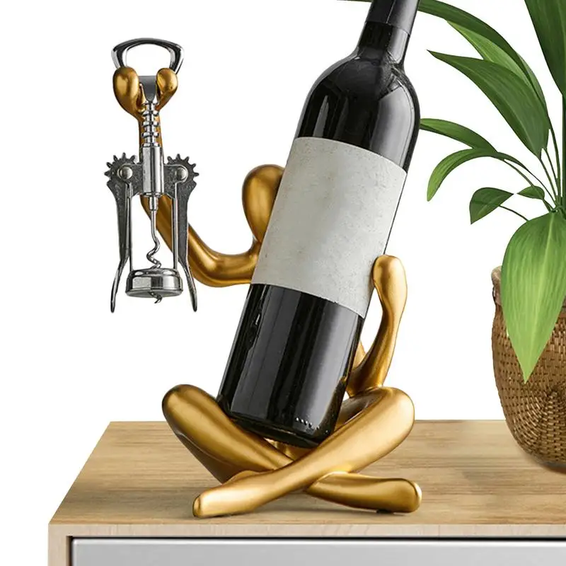 Elegant Resin Wine Bottle Holder with Opener Stand