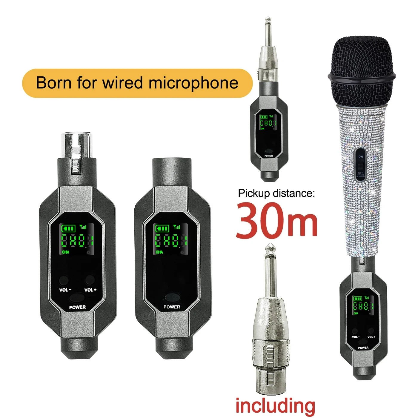 Wireless Microphone Wireless Microphone Converter XLR Rechargeable Battery Transmitter and Receiver Microphone System Dynamic Church