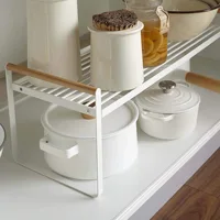 Kitchen Cabinet Storage Shelf Stackable Plate Rack Organizer Divider Single Double Layer Pot 2