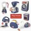 Kitchen Home Appliances Toy Kids Pretend Play Set Household Coffee Maker Mixer Toaster Vacuum Cleaner Playset for Children Gifts 4