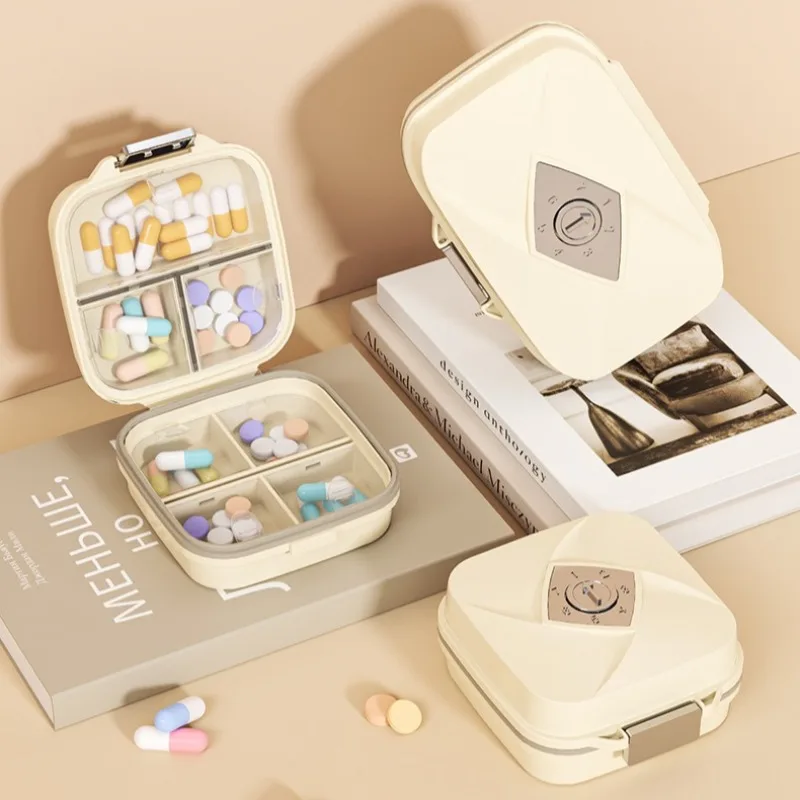 Record Time Medicine Box 7 Days Organizer 7 Grids Weekly Pill Case Portable Pill Cases for Vitamins Medicine Fish Oils Storage