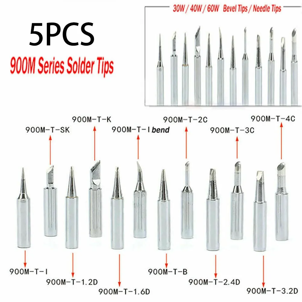 

5pcs 900M-T Soldering Tip Copper Soldering Iron Tips Lead-free Welding Solder Tools For Lower Temperature Soldering