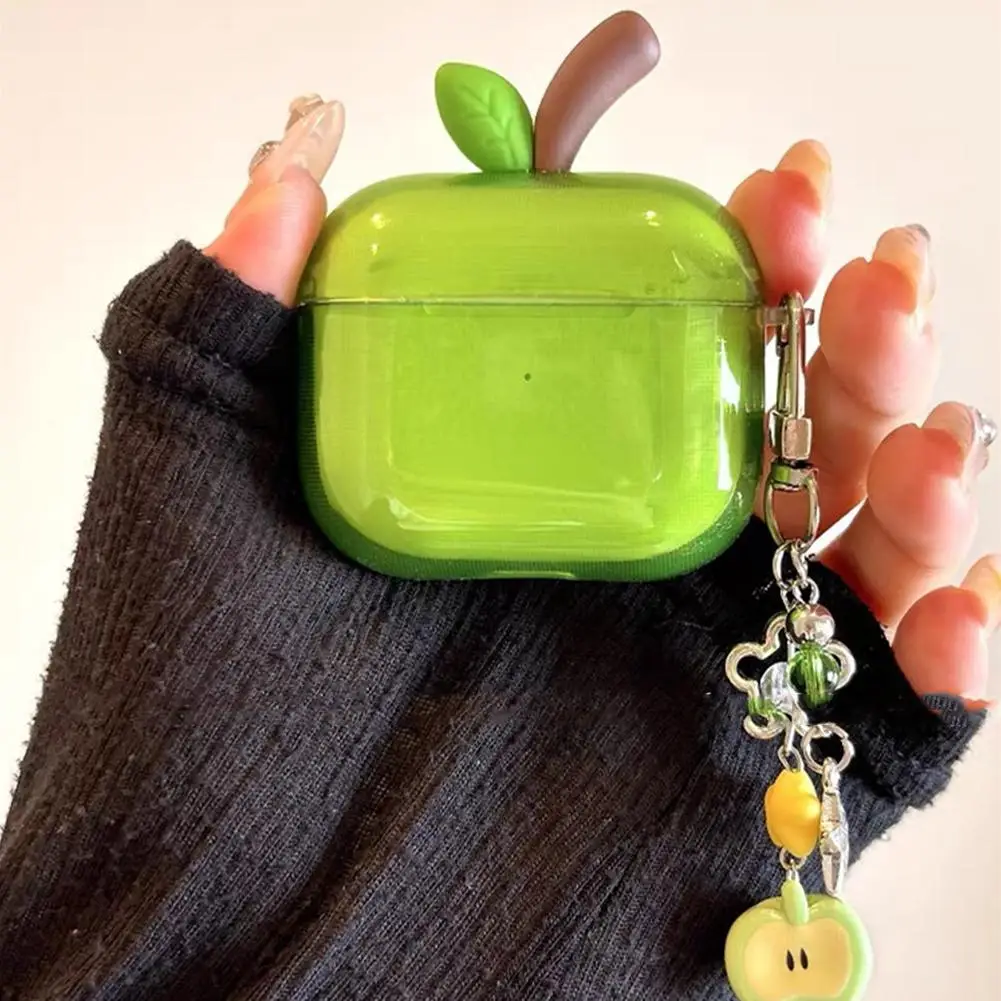 Creative Apple-Shaped Transparent Shockproof Earphone Case Cover Accessories