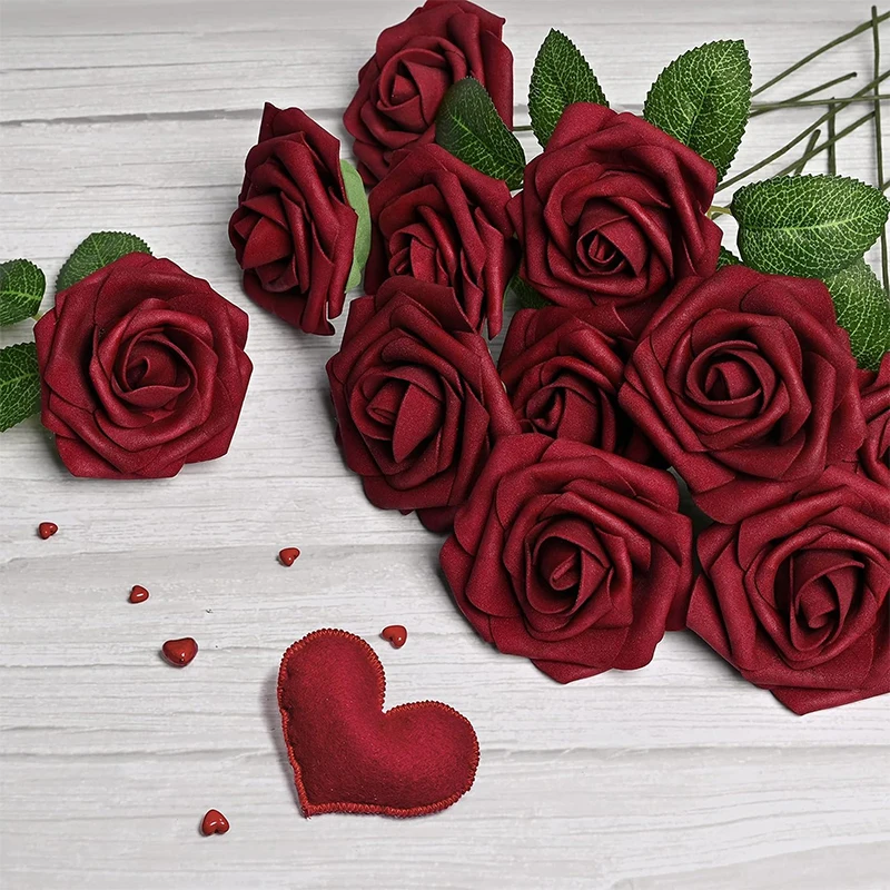 Artificial Rose Flowers 5/10/20Pcs Fake Flowers Foam Rose Bulk W/stem for DIY Wedding Bouquets Center Ornaments Party Home Decor