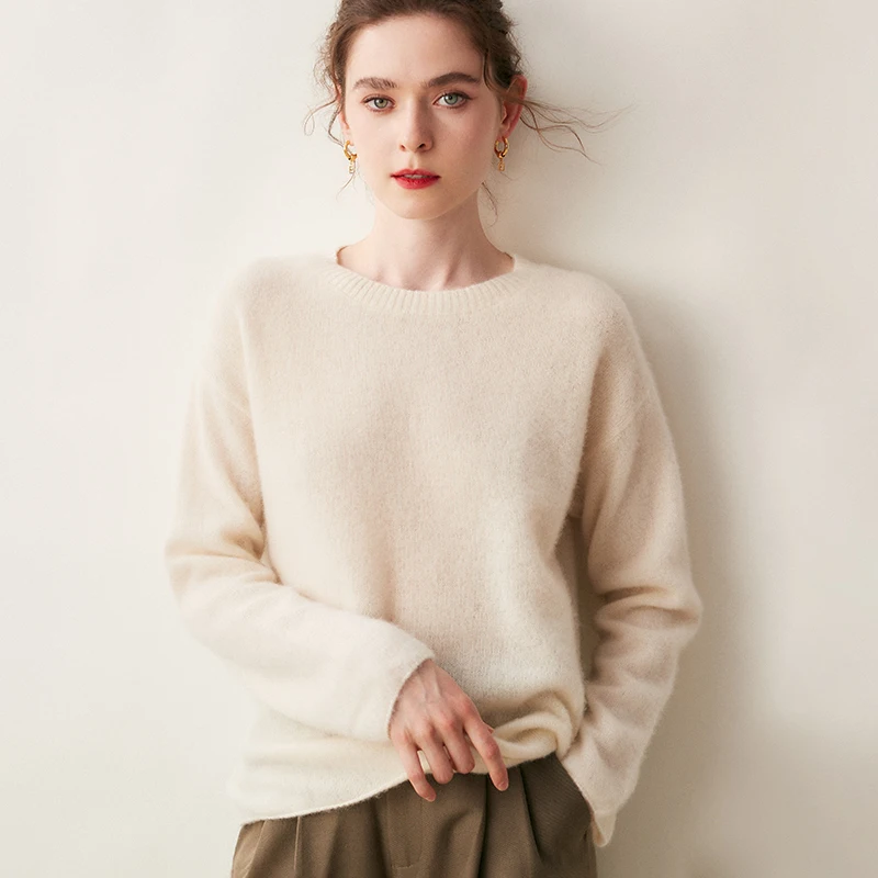 

2023 Hot Sale Women Pullover 100% Pure Cashmere Sweater Autumn Winter Long Sleeve Basic For Female O-neck Casual Soft Shirt