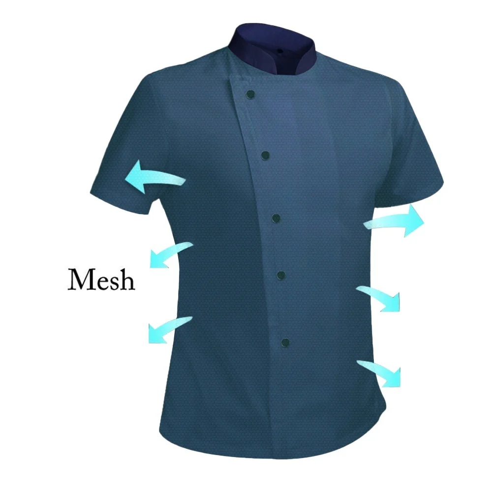 Unisex Hotel Cooking Work Jackets Coats Men and Women Kitchen Overall Chef short Uniform Catering Work Uniform Breathable Mesh