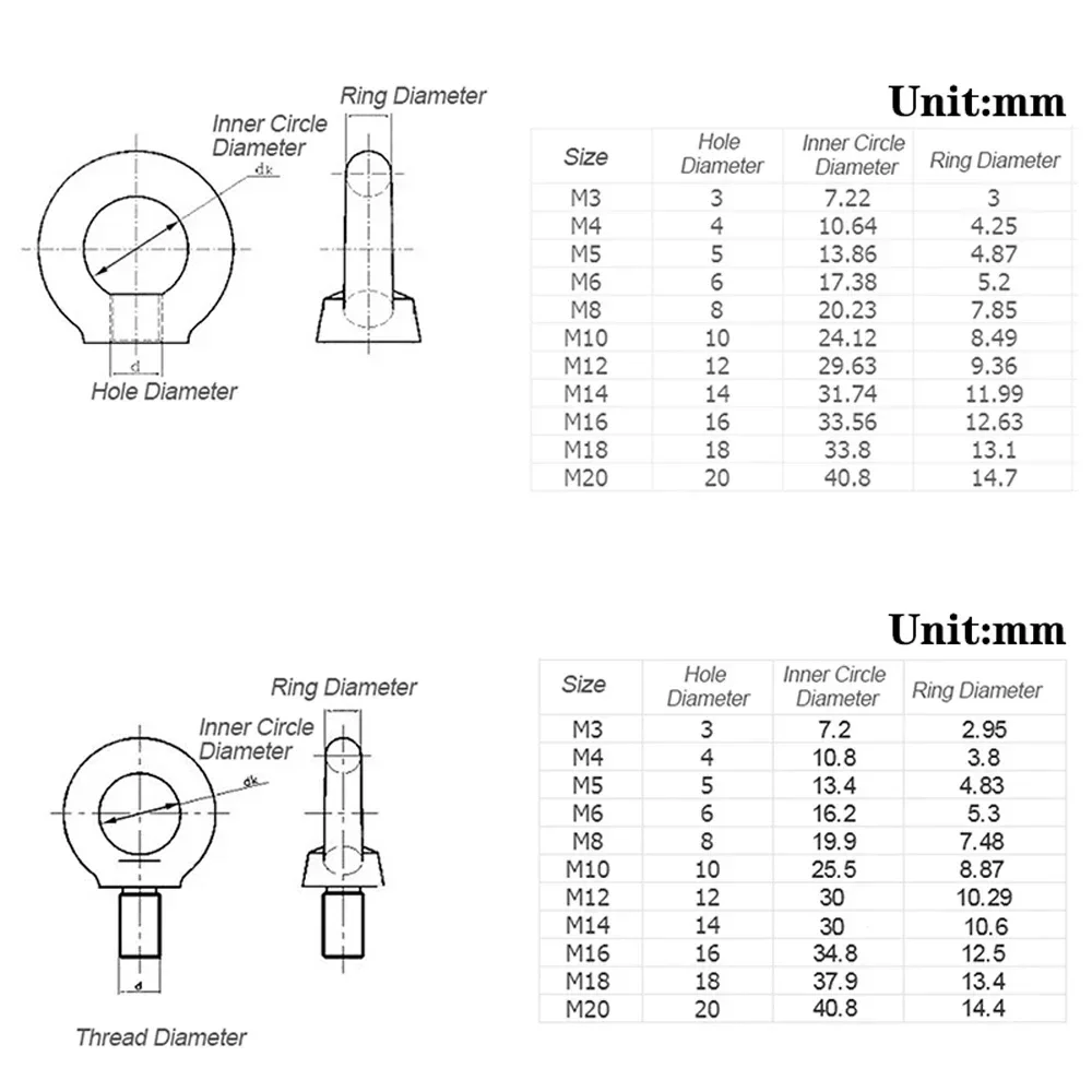 1-2Pcs Lifting Eye Nuts Screw Ring Eyebolt Ring Hooking Nut Screws M3 M4 M5 M6 M8 M10 M12 304 Stainless Steel