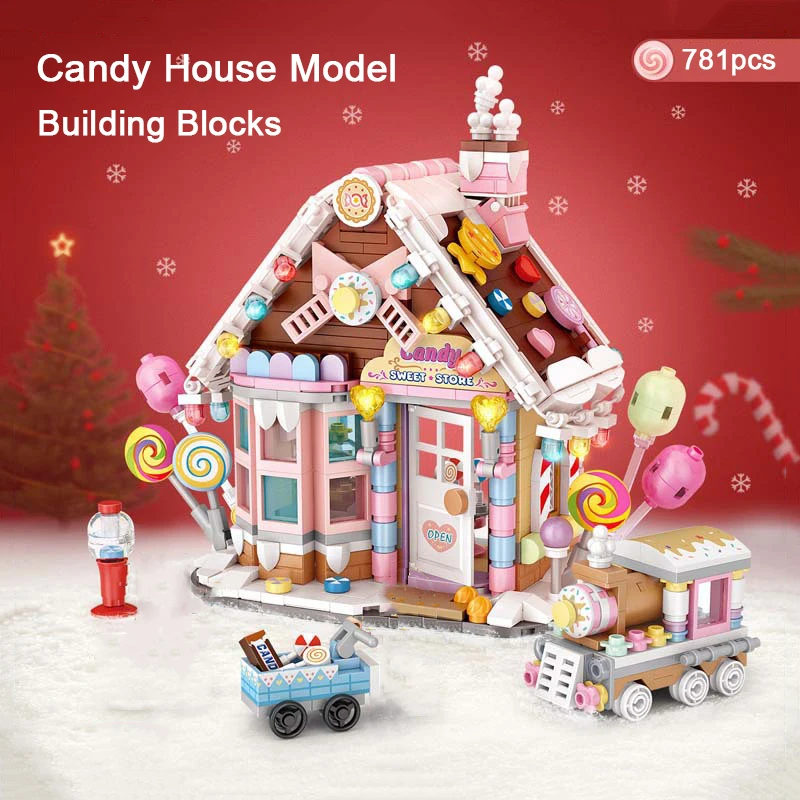 

Mini City Street View Candy House Building Blocks DIY Cartoon Fairy Tale Castle Model Decoration Children's Toys Birthday Gift
