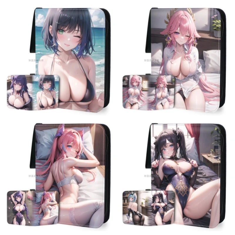 

Genshin Impact Diy Large Capacity PU Zipper Storage Bag Card Book Animation Peripherals Game Collection Toys