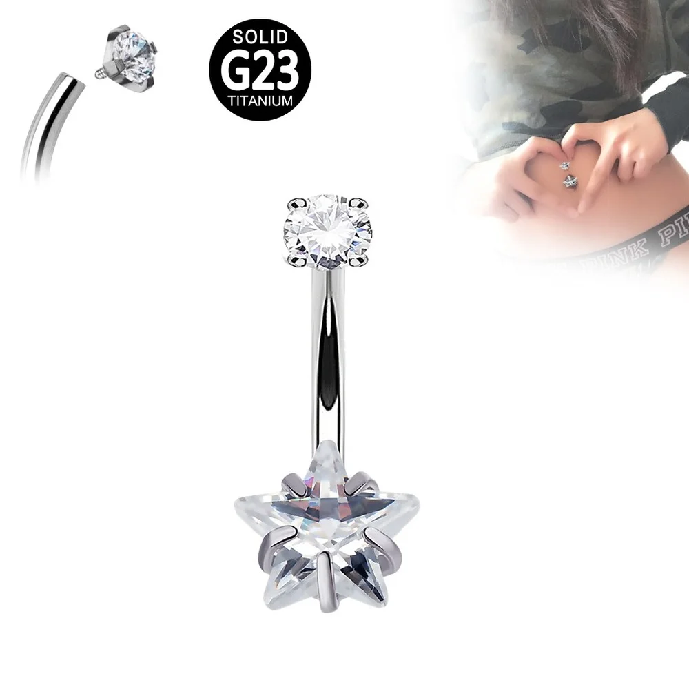 1PC Crystal Sexy pępek Piercing Titanium stalowa moda serce do pępka kwadratowy Rhinestone kolczyki do pępka brzuch Piercing