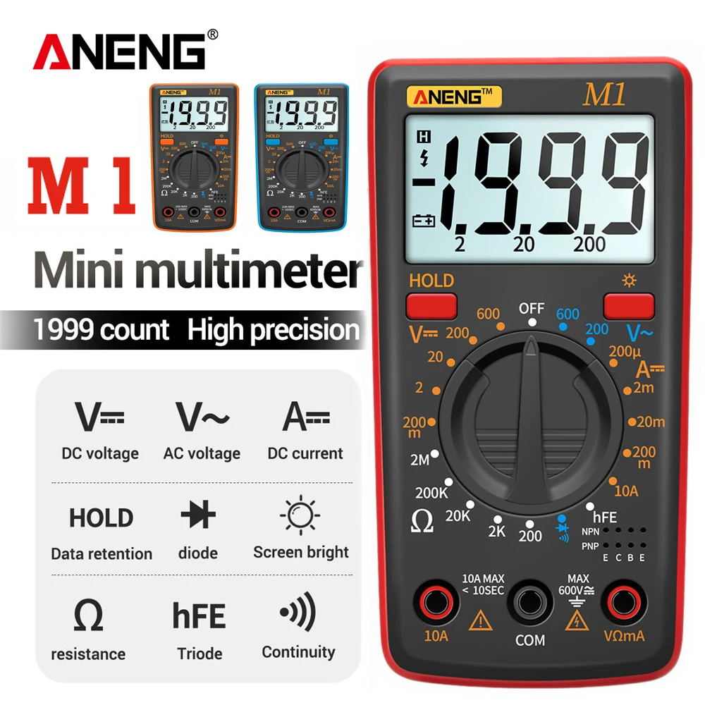 Aneng M1 Multimetro Digitale Esrmeter Multimetro Tester True Rms Multimetro Digitale Tester Multi Meter Richmeters Dmm 400A 10A