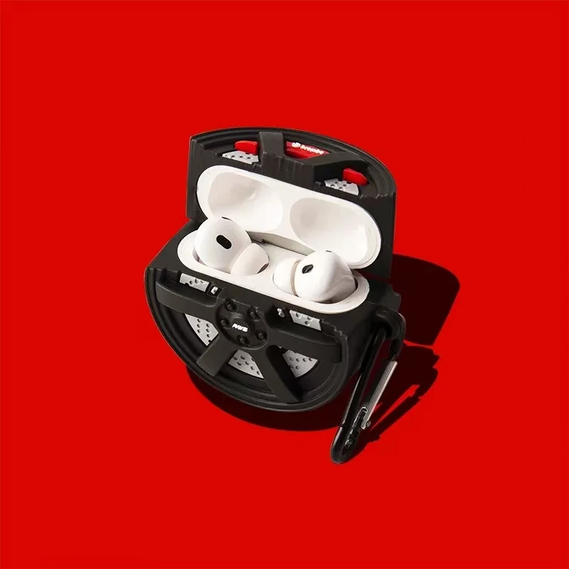 Creative Car Tire Silicone Earphone Case with Pendant Cover - 3D Cartoon Design