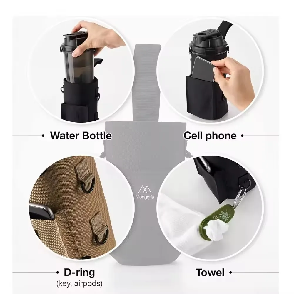 Magnetic Gym Water Bottle Bag Holder, Built-in Magnet for Easy Attachment to Metal Surface, Magnetic Bottle Sleeve Pouch view 2