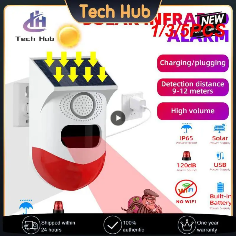 

1/3/5PCS Tuya Smart WiFi Outdoor Solar PIR Infrared Alarm Wireless Home Siren Waterproof Burglar Security Strobe Siren App