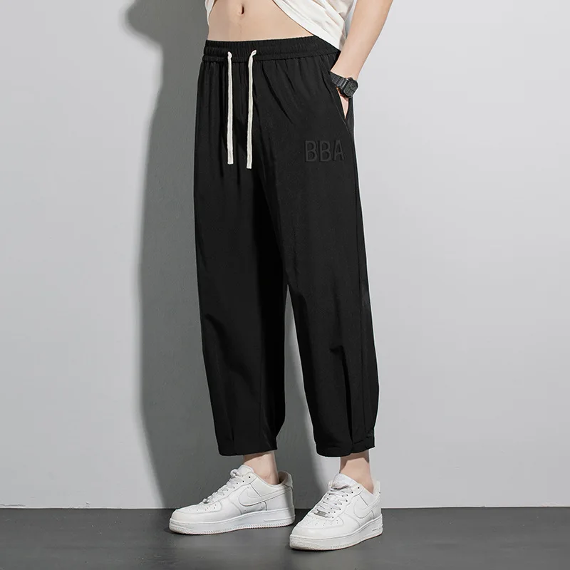 10XL Large Nylon Casual Pants for Men 2024 New Spring/Summer Loose Tied Work Wear for Men's Casual Pants