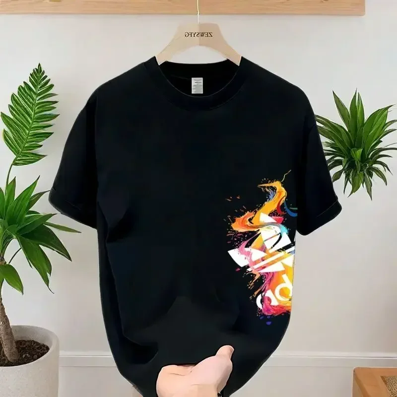 New Summer Trendy Brand Round Neck Casual Top Men's and Women's Loose and Versatile Trend Short-sleeved Cotton T-shirt