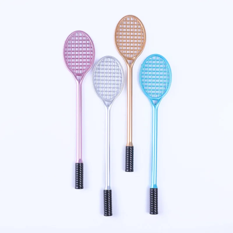 

48 Pcs Creative Stationery Cute Feather Racquet Design Neutral Pen Tennis Racquet Black Ink Pen Student Learning Supplies