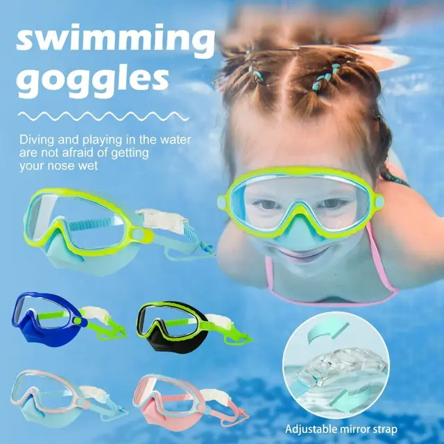 Large Frame Kids Swimming Goggles Anti-fog Waterproof Kids Diving Eyewear Silicone Leak Proof Kids Water Racing Glasses Pool