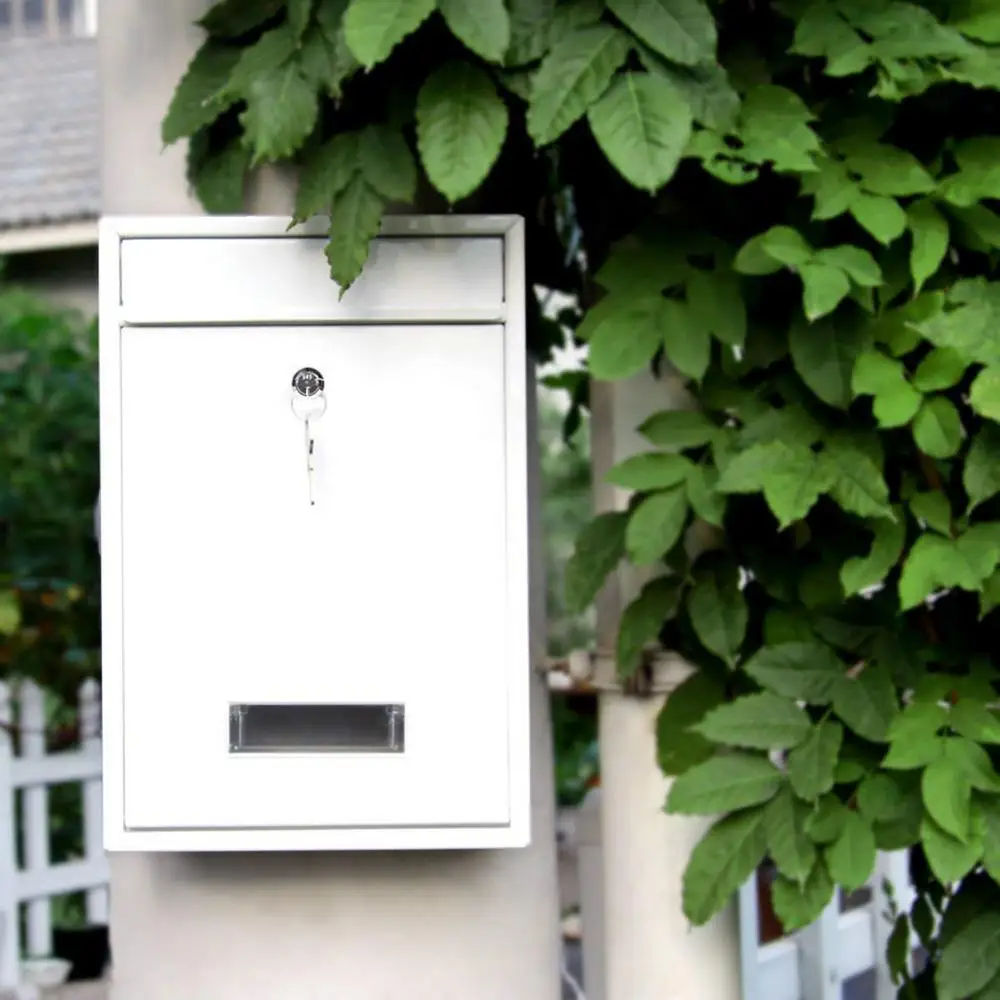 Outdoor Lockable Wall Mounted Hanging Iron Post Letter Box Mailbox with Key