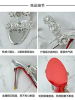 Sandales en diamant pour femmes, vêtements d'extérieur d'été, nouvelles chaussures à talons hauts une pièce, sandales argentées à la mode et haut de gamme 6
